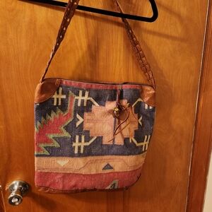 16x16 Aztec print leather purse